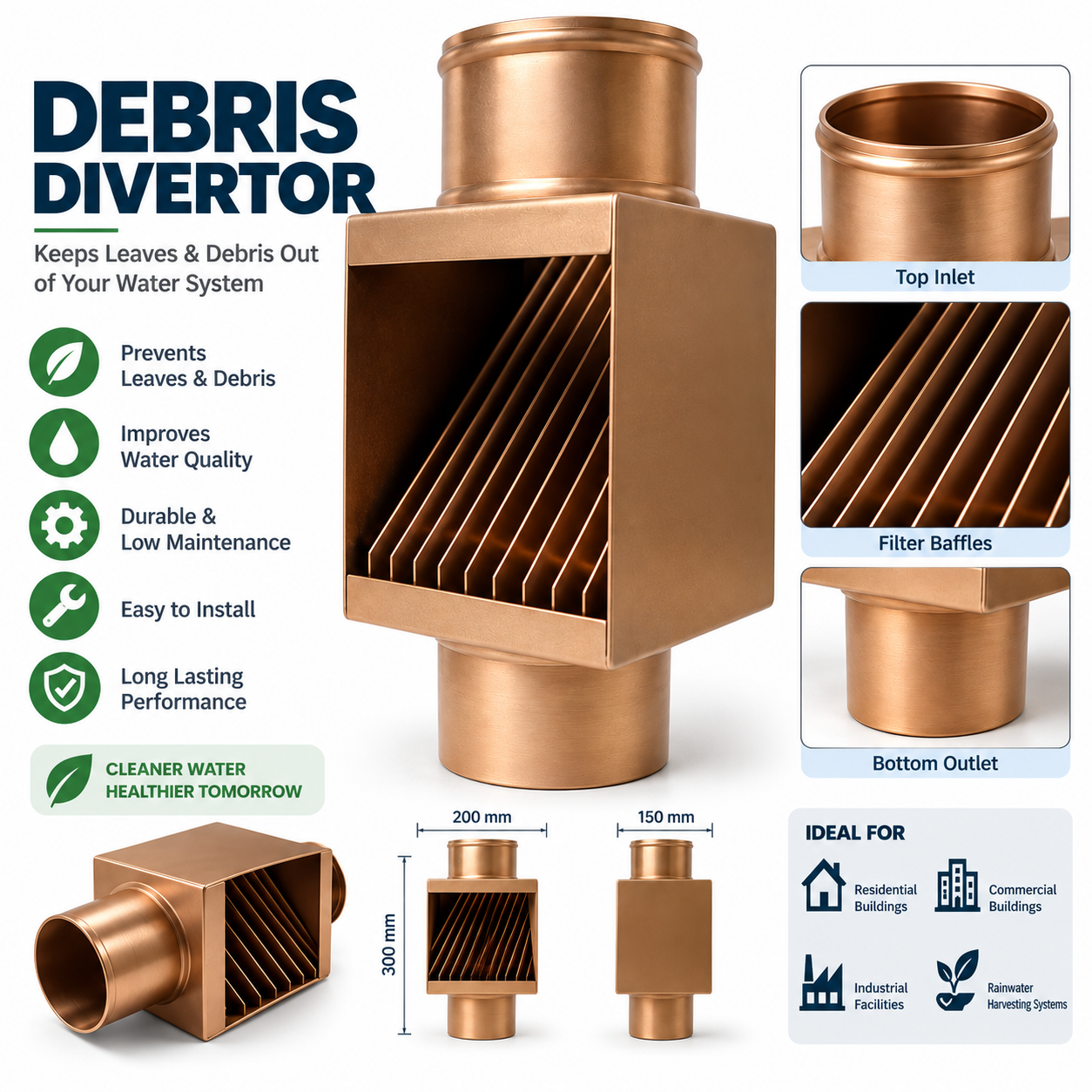 Autoclean Rainwater Pipe Leaf and Debris divertor