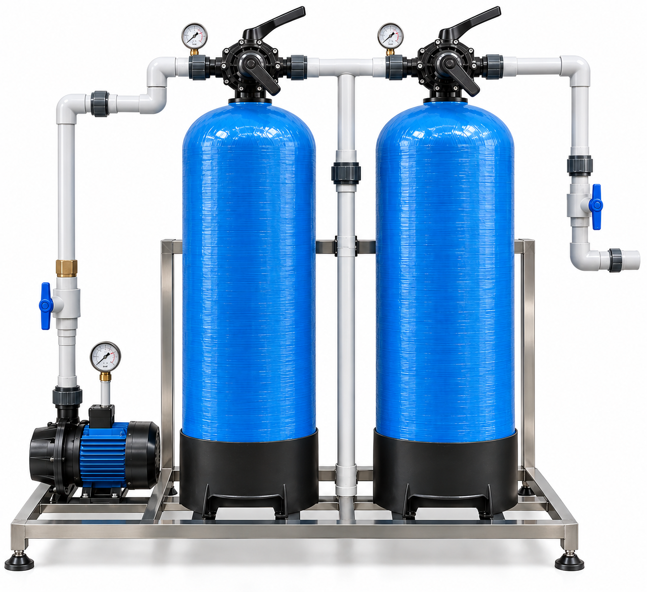 1000 LPH Commercial Water Filtration Plant with Multigrade Media Filter & Activated Carbon Filtration System.