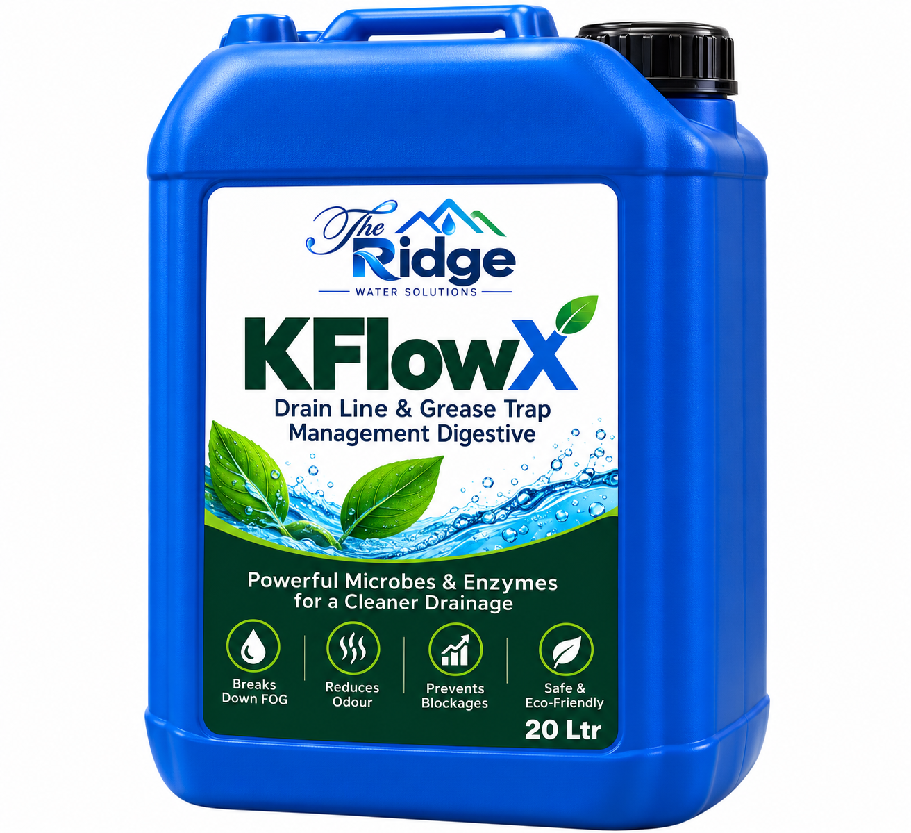 Ridge KFlowX – Microbial & Enzyme-Based Drain Line and Grease Trap Treatment | 20 Litre